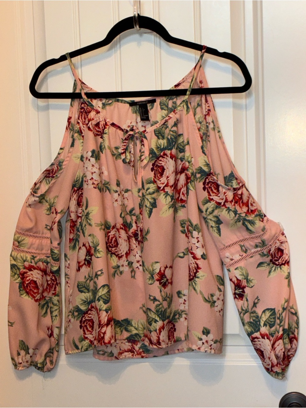 Forever 21 L Pink Floral Cold-Shoulder Camisole - Picture 15 of 15